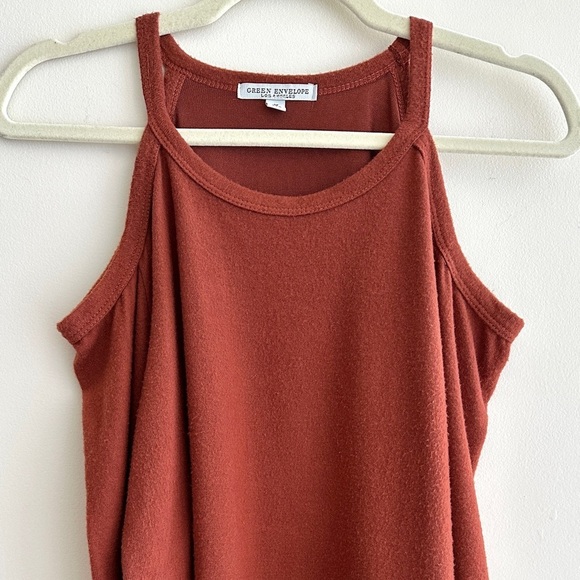Green Envelope Terracotta/Sienna Orange Cold Shoulder Soft Blouse, Medium - Picture 2 of 14